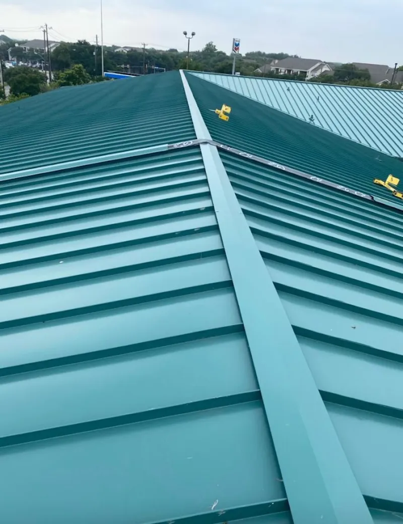 Green commercial metal roof ridge and valley for Metal Roof Repair in Lubbock